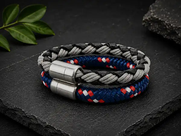 Touw armbanden voor dames en heren met gevlochten koord en metalen sluiting