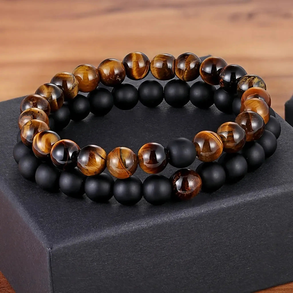 Agate & Red Tiger Eye Armbandenset 8mm