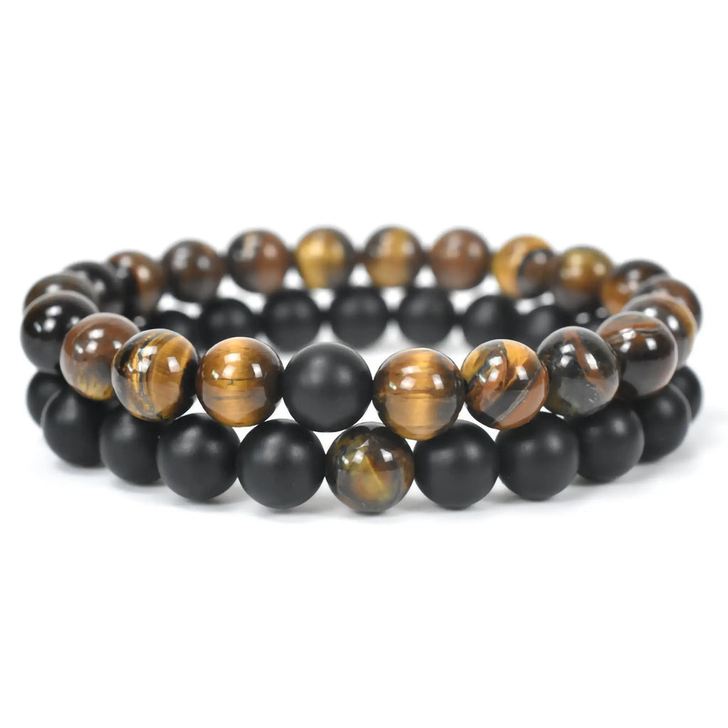 Agate & Red Tiger Eye Armbandenset 8mm
