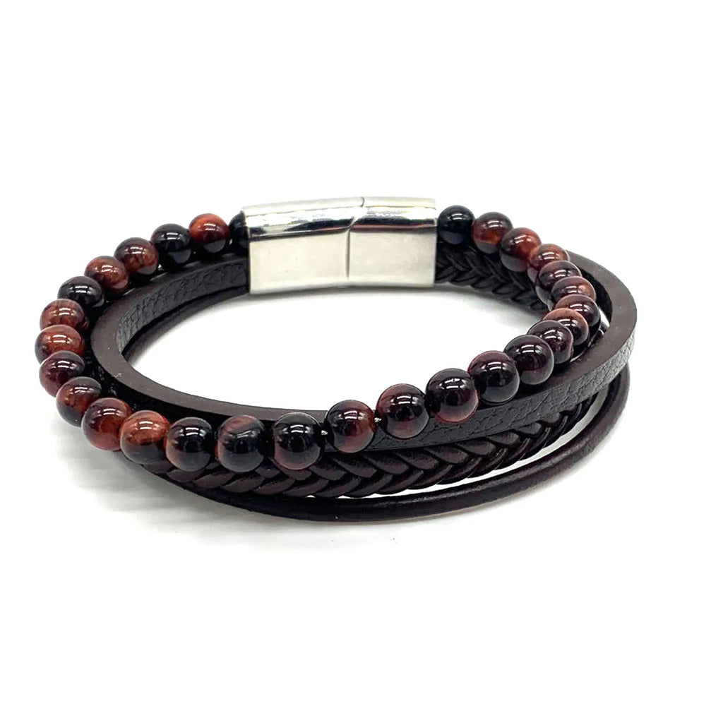 Dario Leather-Red-Tiger-Armband