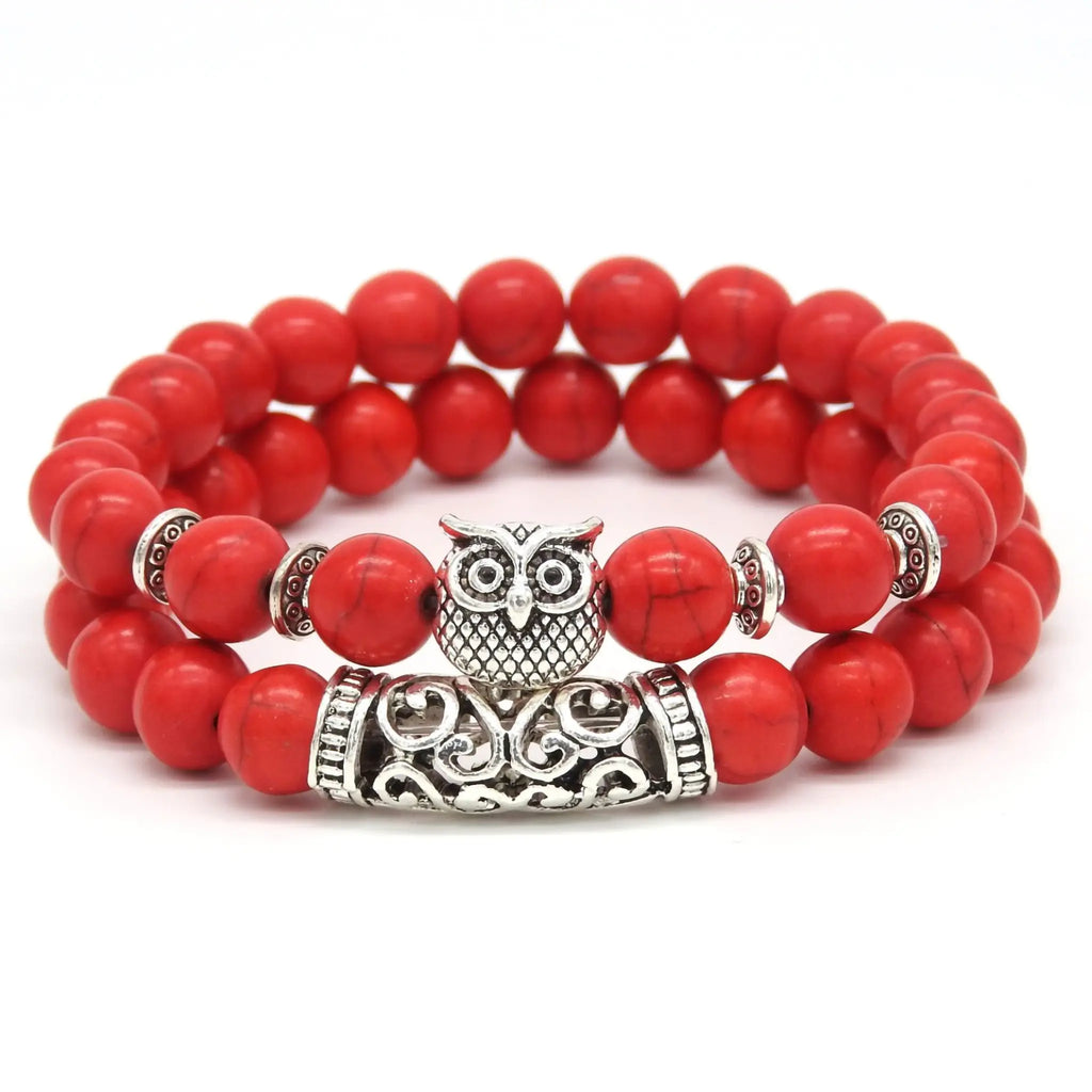 Double Red Owl Armbandenset 8mm