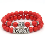Double Red Owl Armbandenset 8mm