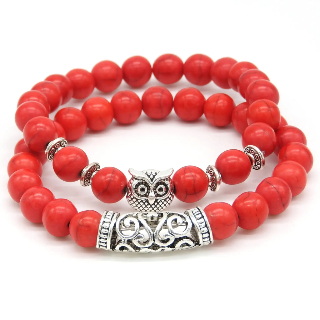 Double Red Owl Armbandenset 8mm