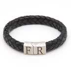 Armband zwart leer met zilver RVS sluiting (geïnspireerd op club)