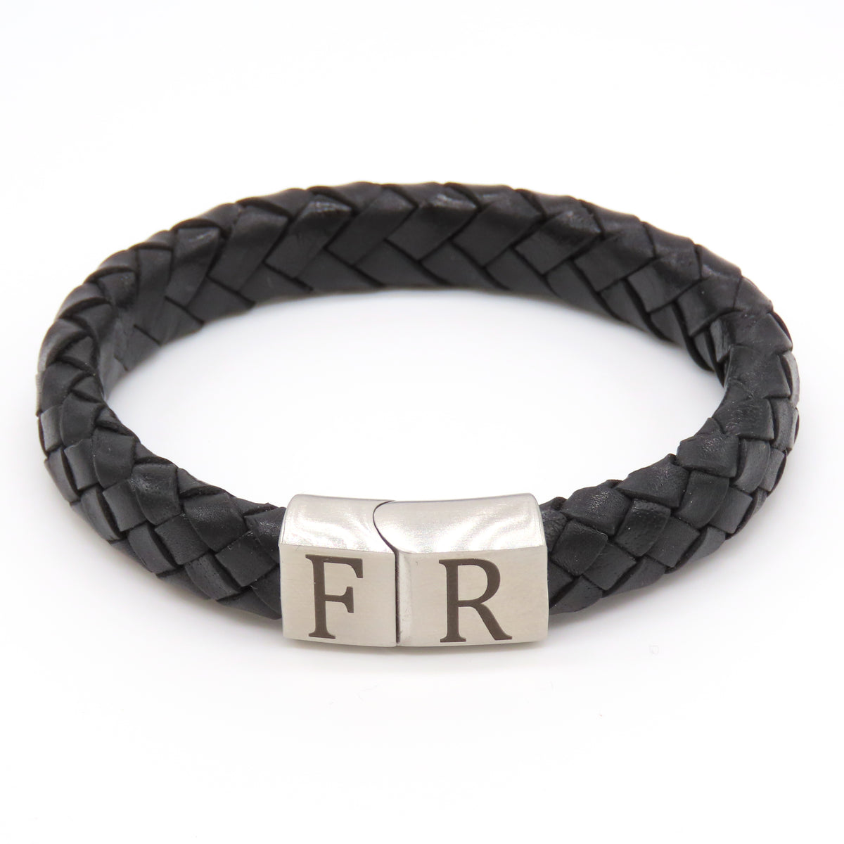 Armband zwart leer met zilver RVS sluiting (geïnspireerd op club)