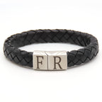 Armband zwart leer met zilver RVS sluiting (geïnspireerd op club)