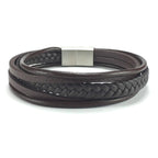 Flat en Twisted Bruin Leren Armband