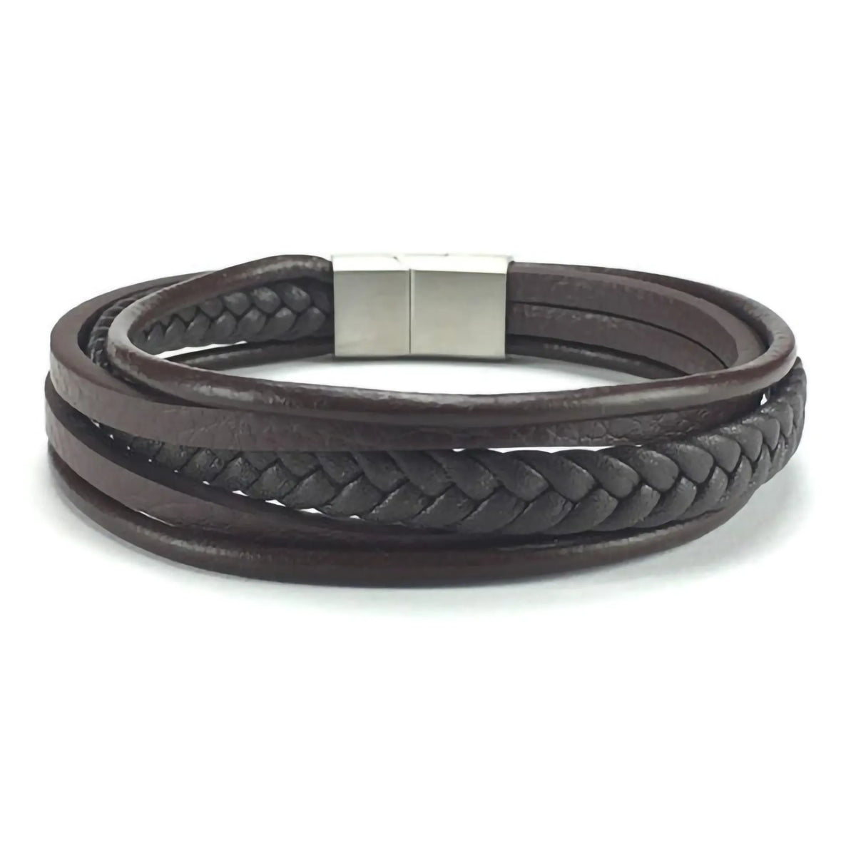 Flat en Twisted Bruin Leren Armband