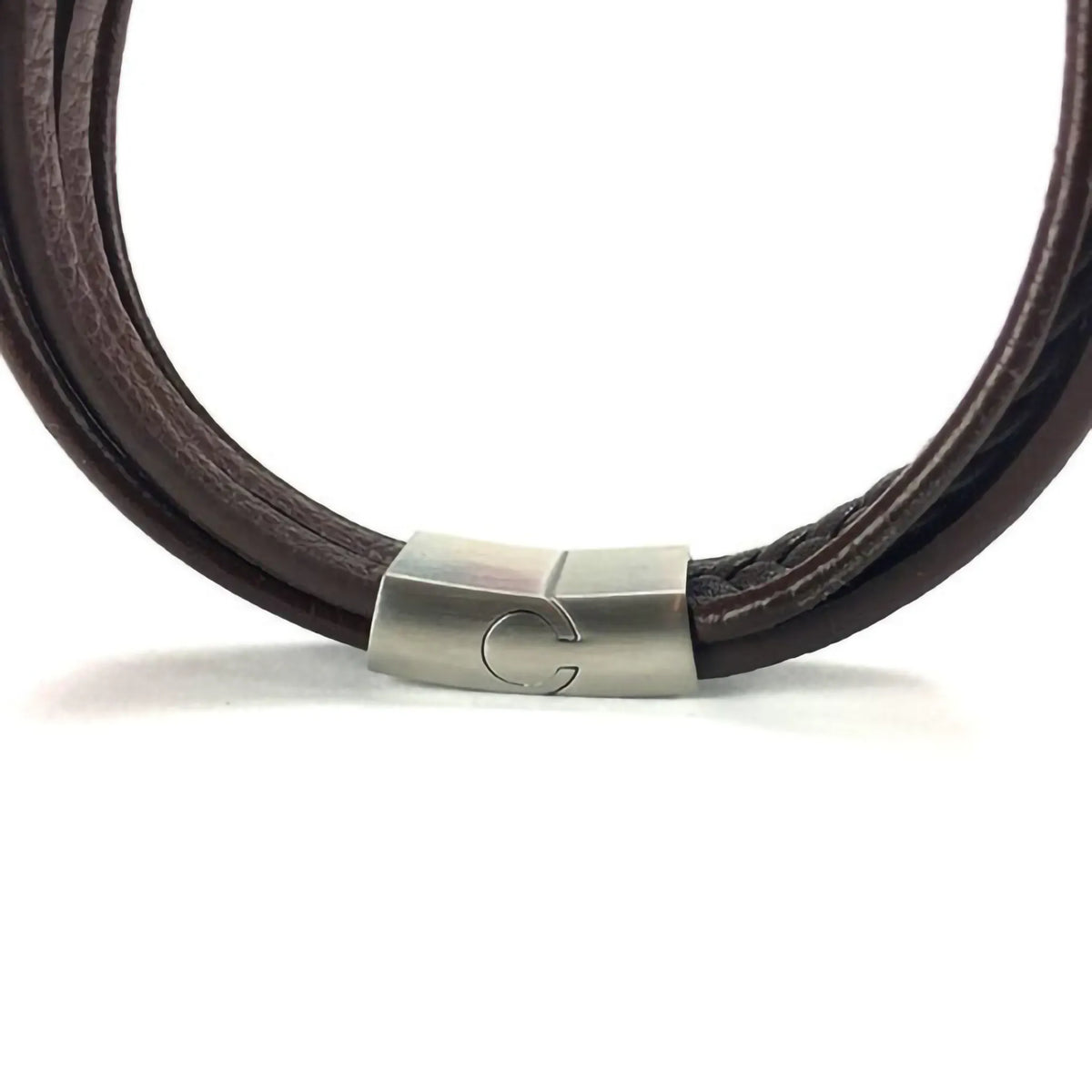 Flat en Twisted Bruin Leren Armband