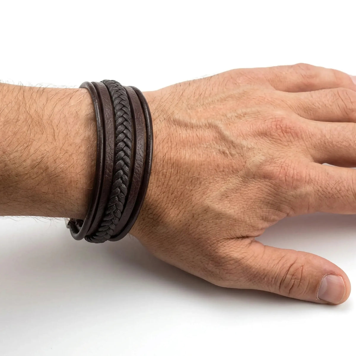 Flat en Twisted Bruin Leren Armband