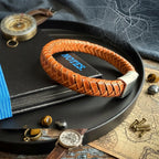 Gevlochten Armband licht bruin gravure mogelijk (±12mm)