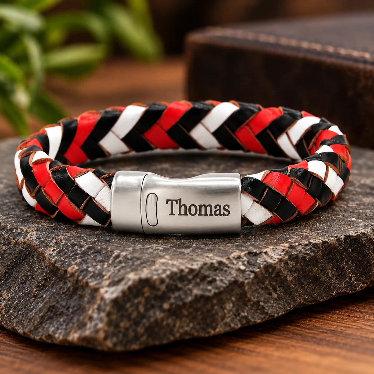 FR1908 12mm Rood-Wit-Zwart Armband
