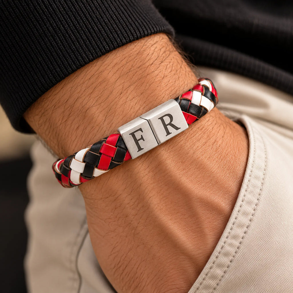 FR1908 12mm Rood-Wit-Zwart Armband 1