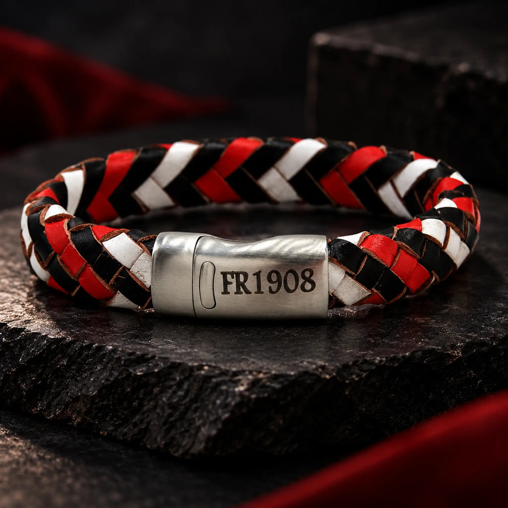 FR1908 12mm Rood-Wit-Zwart Armband