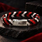 FR1908 12mm Rood-Wit-Zwart Armband