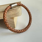 Graveer armband gevlochten ronde Leer