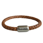 Graveer armband gevlochten ronde Leer