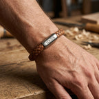 Graveer armband gevlochten ronde Leer