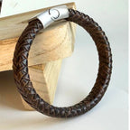 Graveer armband ovaal gevlochten Leer