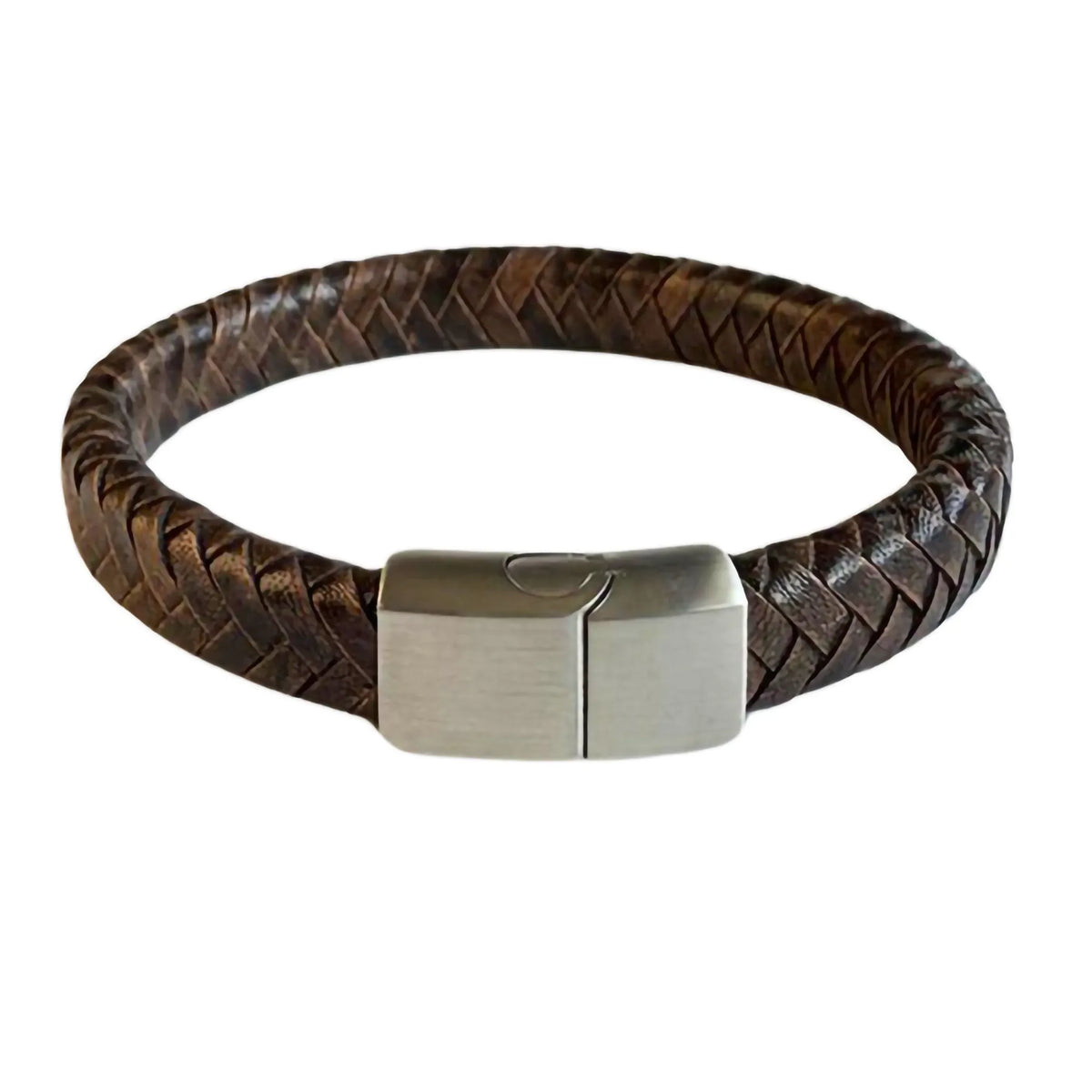 Graveer armband ovaal gevlochten Leer