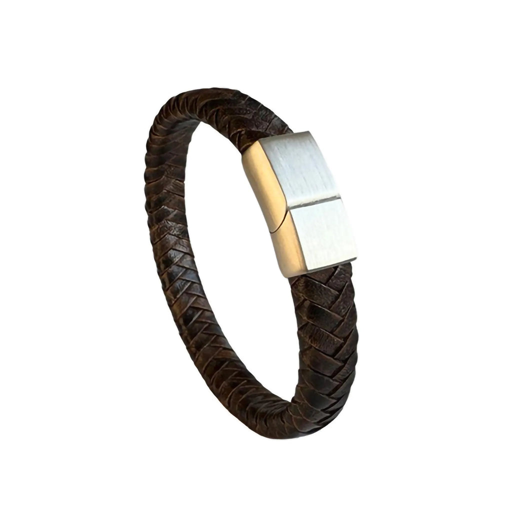 Graveer armband ovaal gevlochten Leer