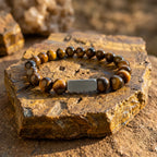 Gele tijgeroog natuurstenen armband van 8 mm met graveermogelijkheid