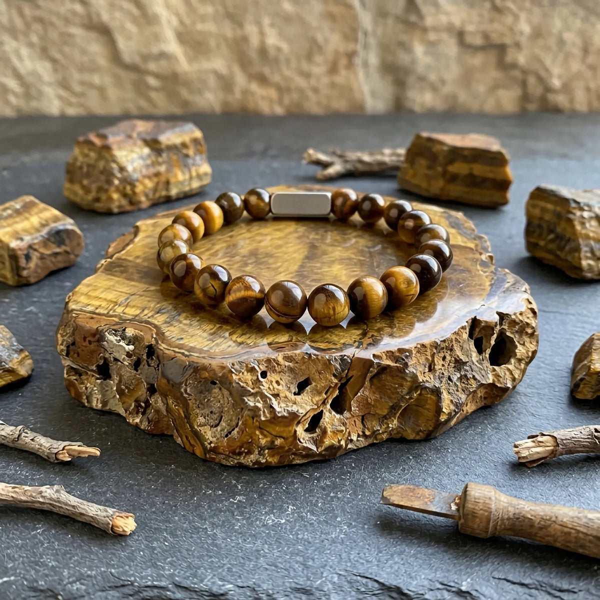 Graveer Armband Yellow Tiger Eye – 8 mm Natuursteen