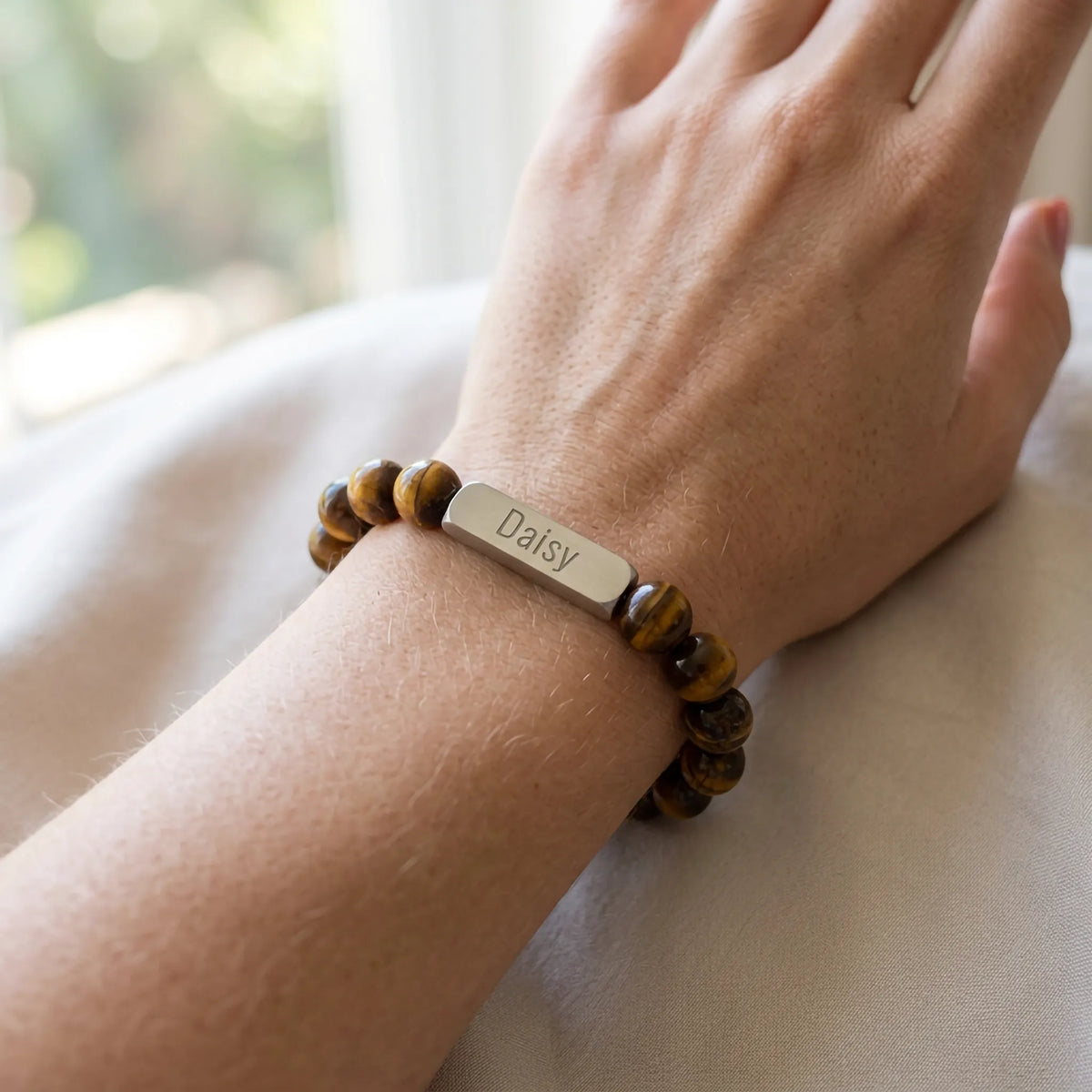 Graveer Armband Yellow Tiger Eye – 8 mm Natuursteen