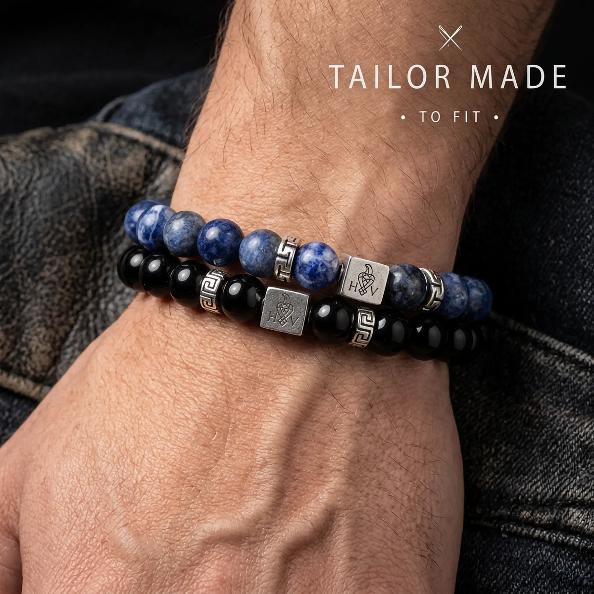 Armbandenset met Gold Obsidian en Blue Sodalite kralen van 8 mm