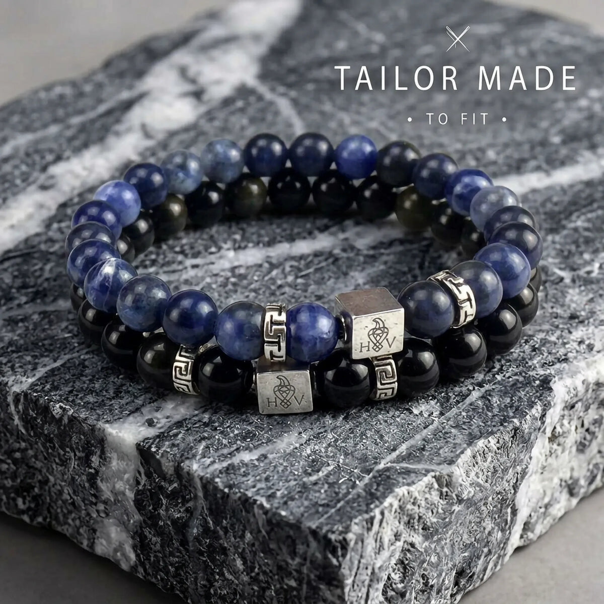 Hugo Valcke Gold Obsedian & Blue Sodalite CombiSet