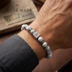 Witte howlite natuurstenen kralenarmband van 8 mm