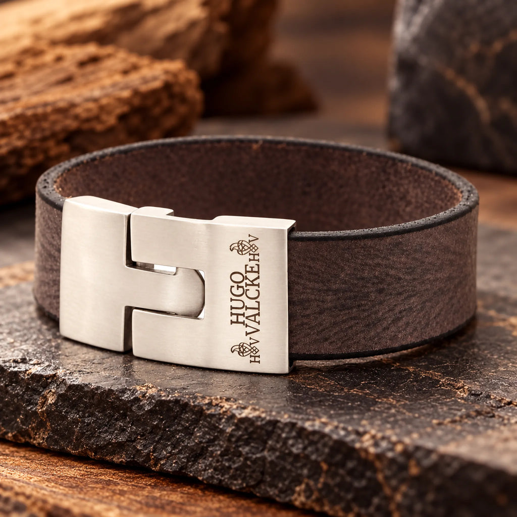 Brede zwarte herenarmband van 20 mm