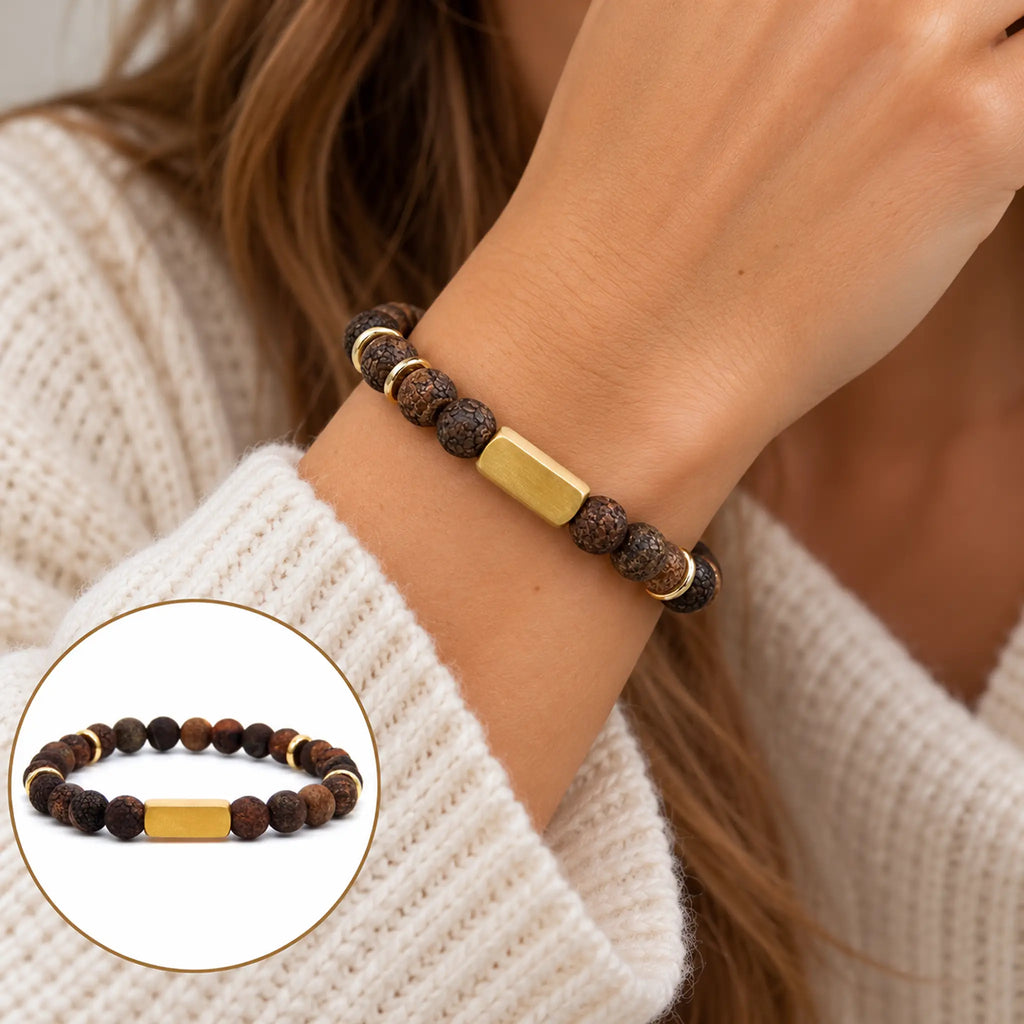 Graveer Armband-Brown Gold 8mm