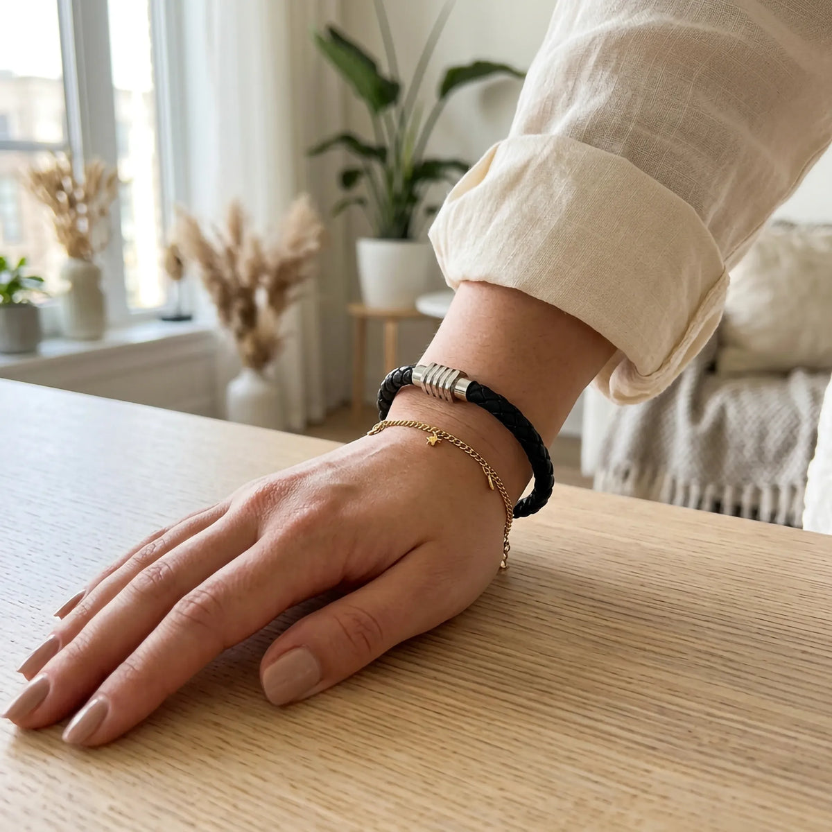 Rond Gevlochten Armband Zwart