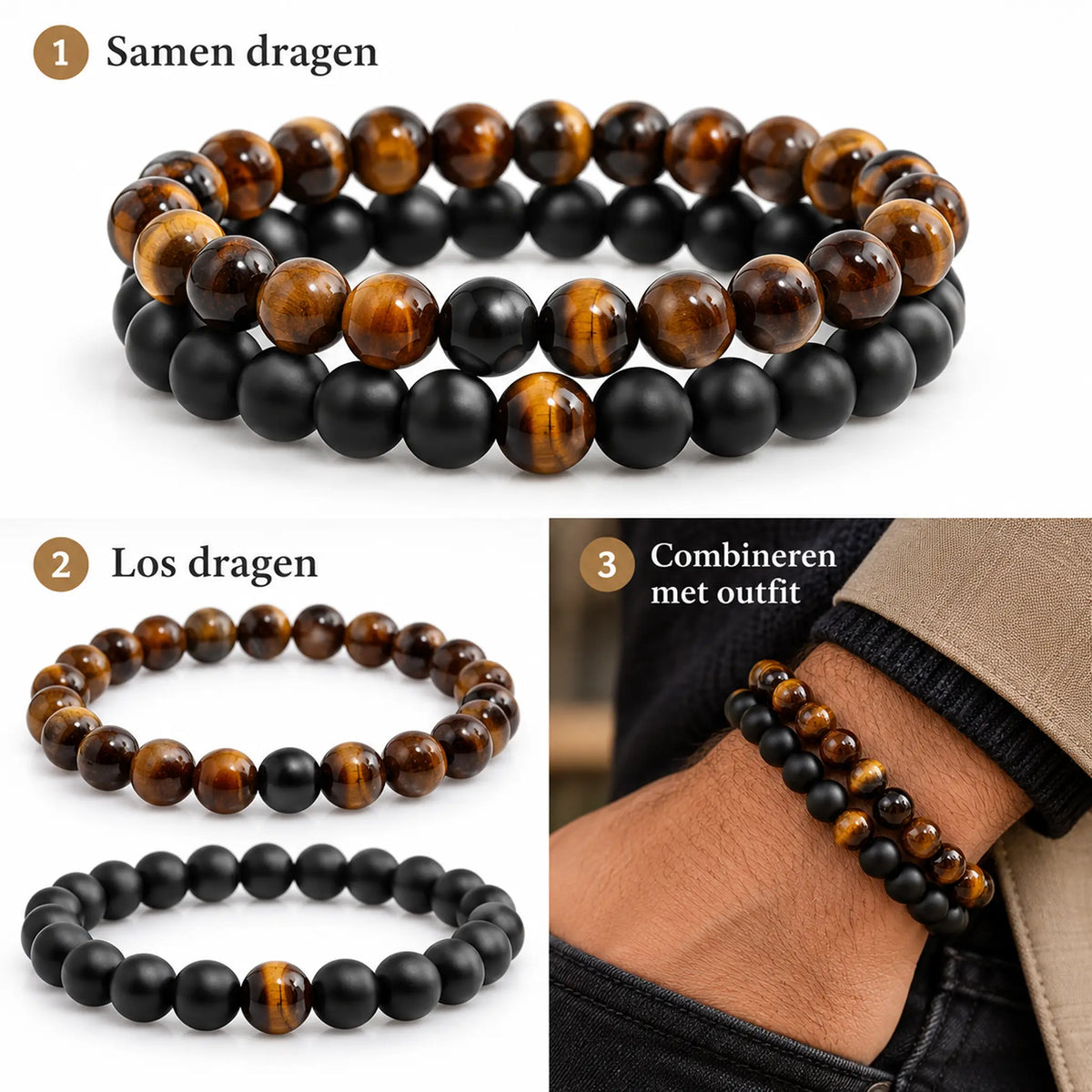 Agate & Red Tigre armbandenset