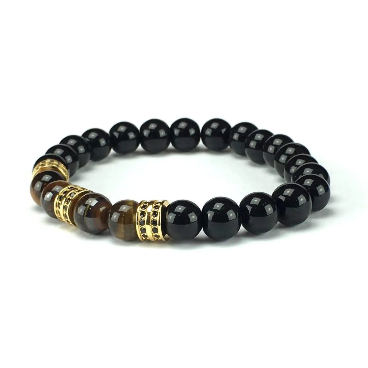 Tiger Eye & zwartgloss armband II