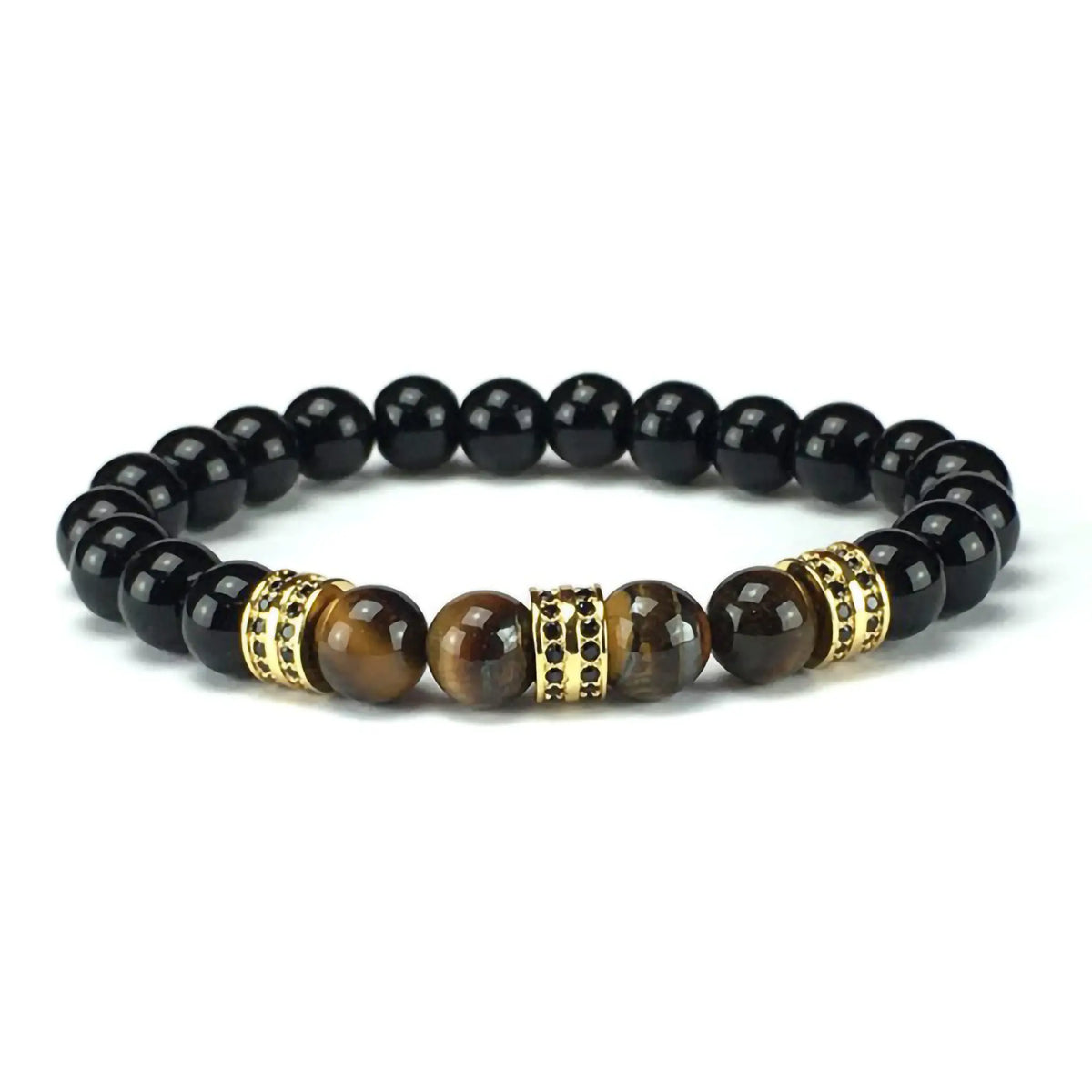 Tiger Eye & zwartgloss armband II