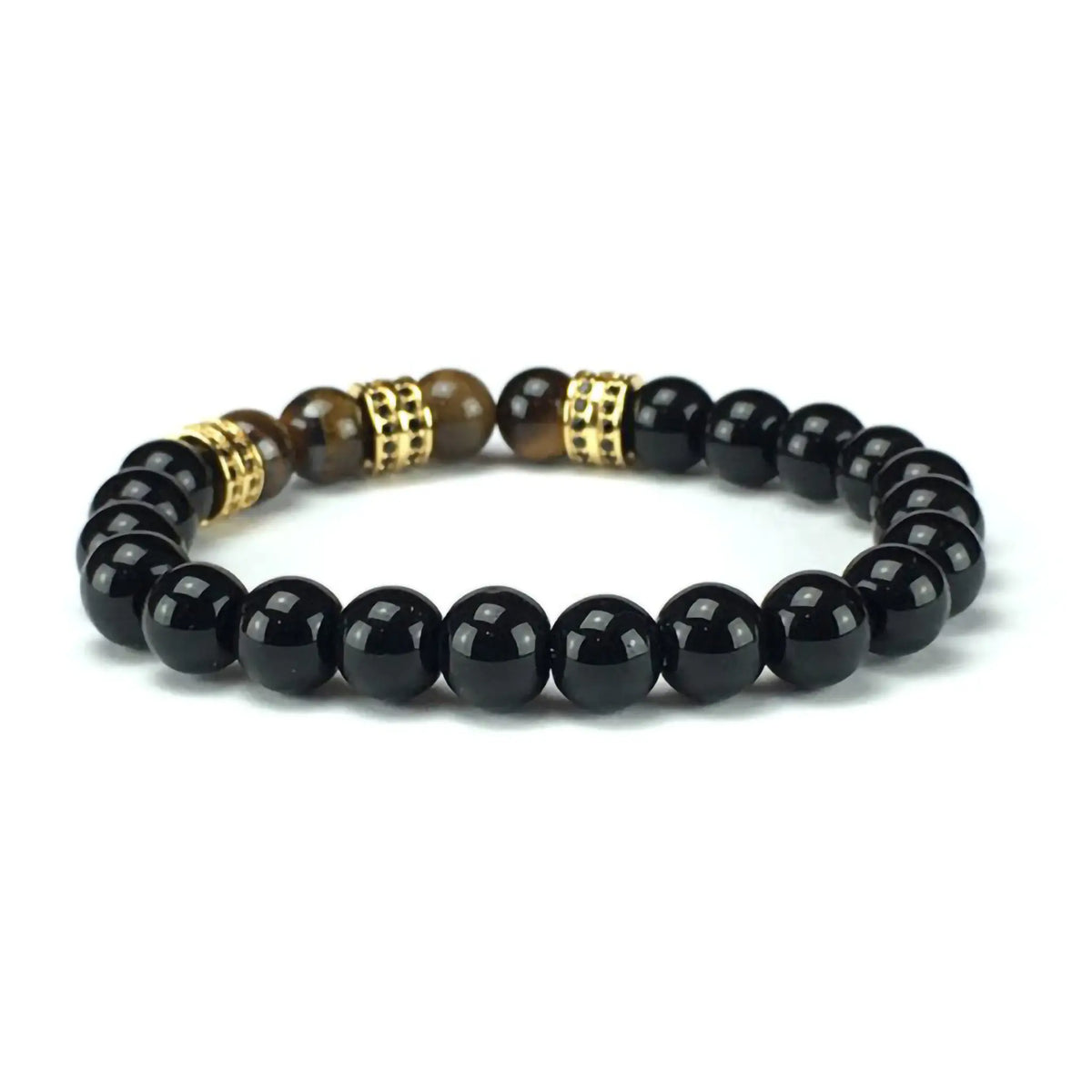 Tiger Eye & zwartgloss armband II