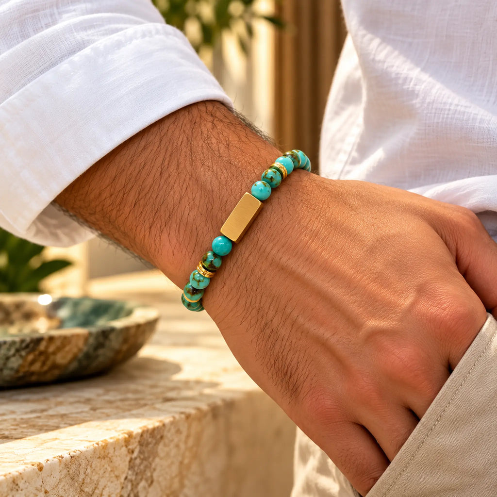 Graveer Armband-Turquoise-Gold