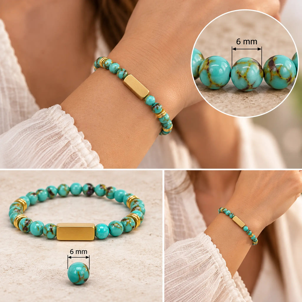 Graveer Armband-Turquoise-Gold