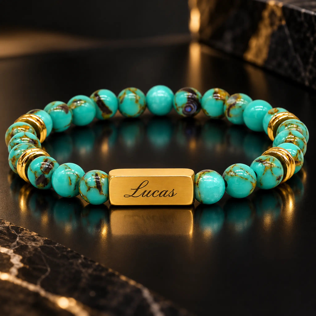 Graveer Armband-Turquoise-Gold