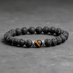 Armband Volcanic lava & Yellow Tiger Eye