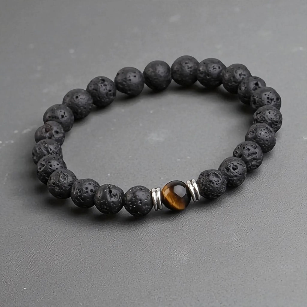 Armband Volcanic lava & Yellow Tiger Eye
