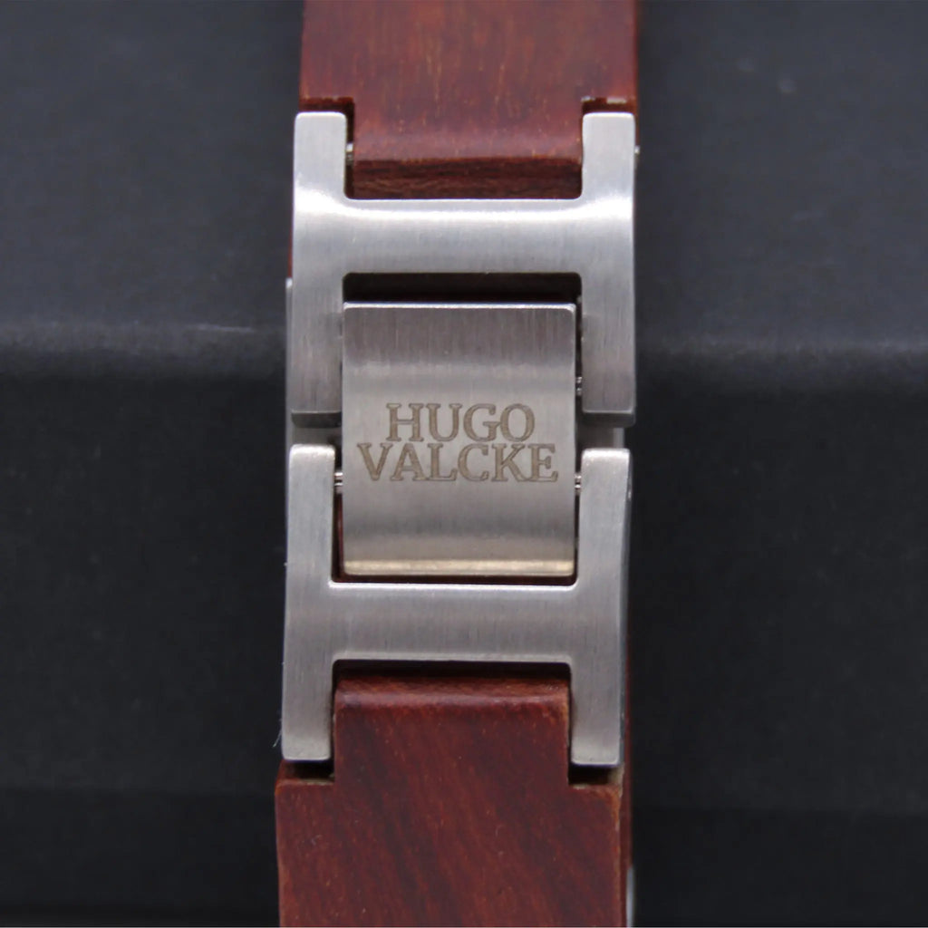 Hugo Valcke Wood-Brown-Silver Armband 14mm