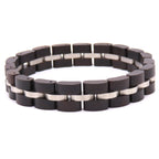Houten Armband – Zwart Sandelhout & Roestvrij Staal (12mm)