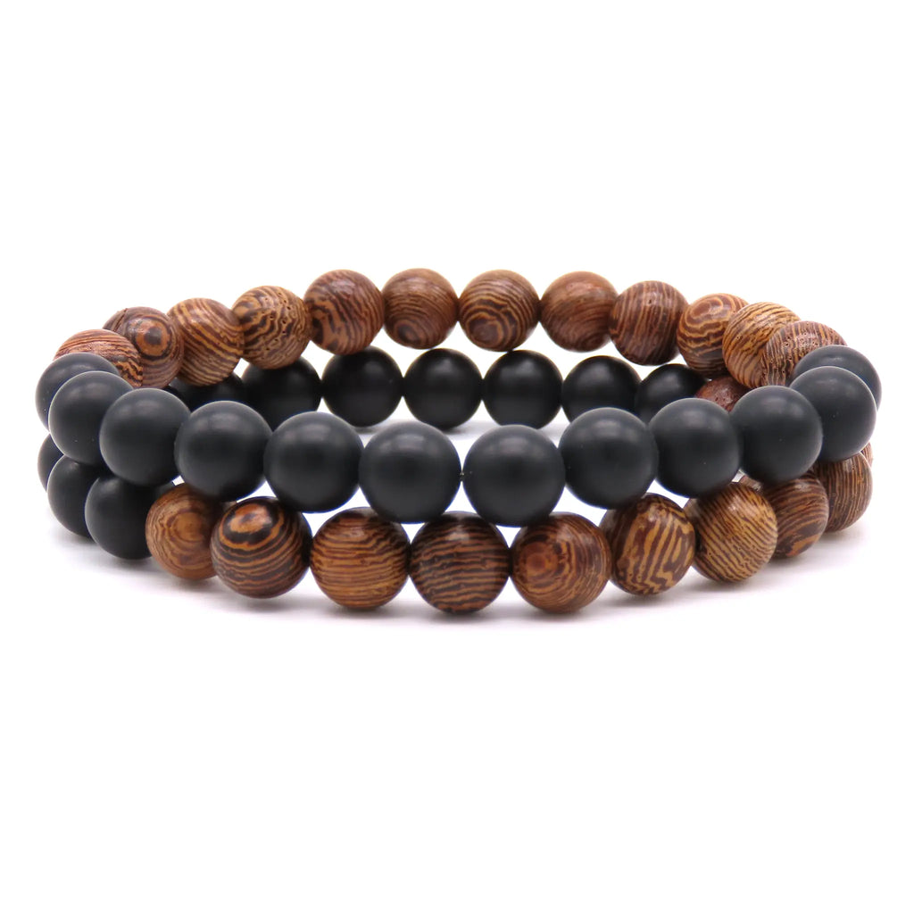 Zwart-Bruin-Hout armbanden set