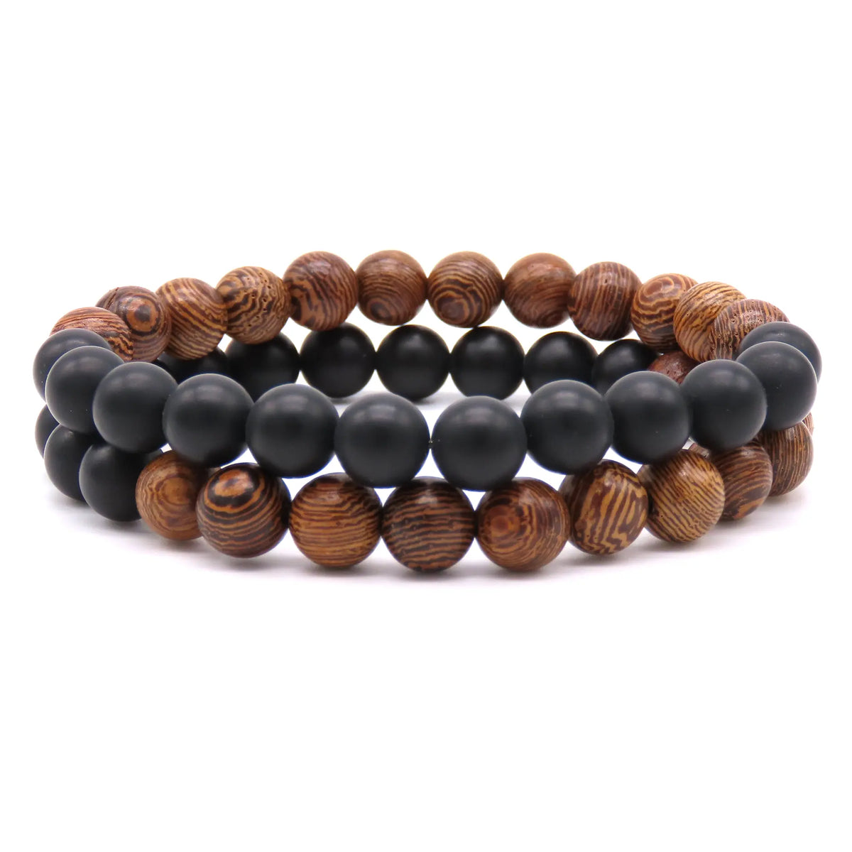 Zwart-Bruin-Hout armbanden set