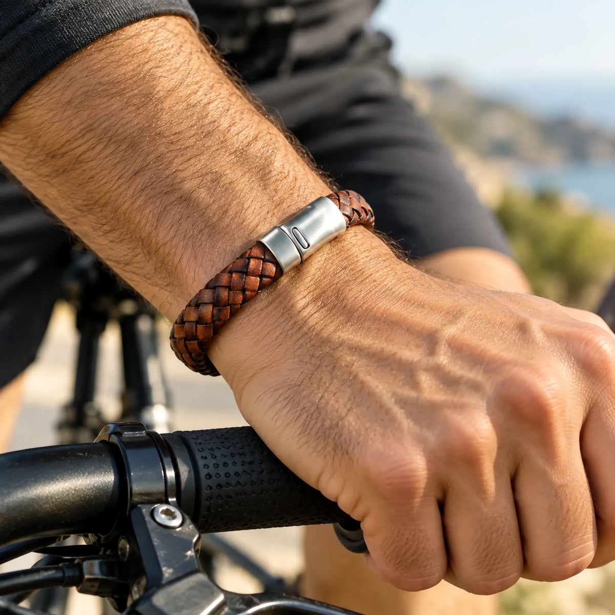 Badboyz Gevlochten Armband Bruin 12mm breed