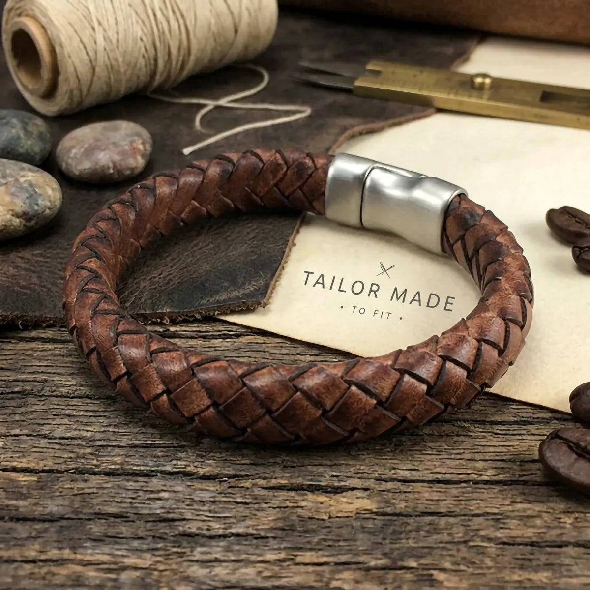 Badboyz Gevlochten Armband Bruin 12mm breed