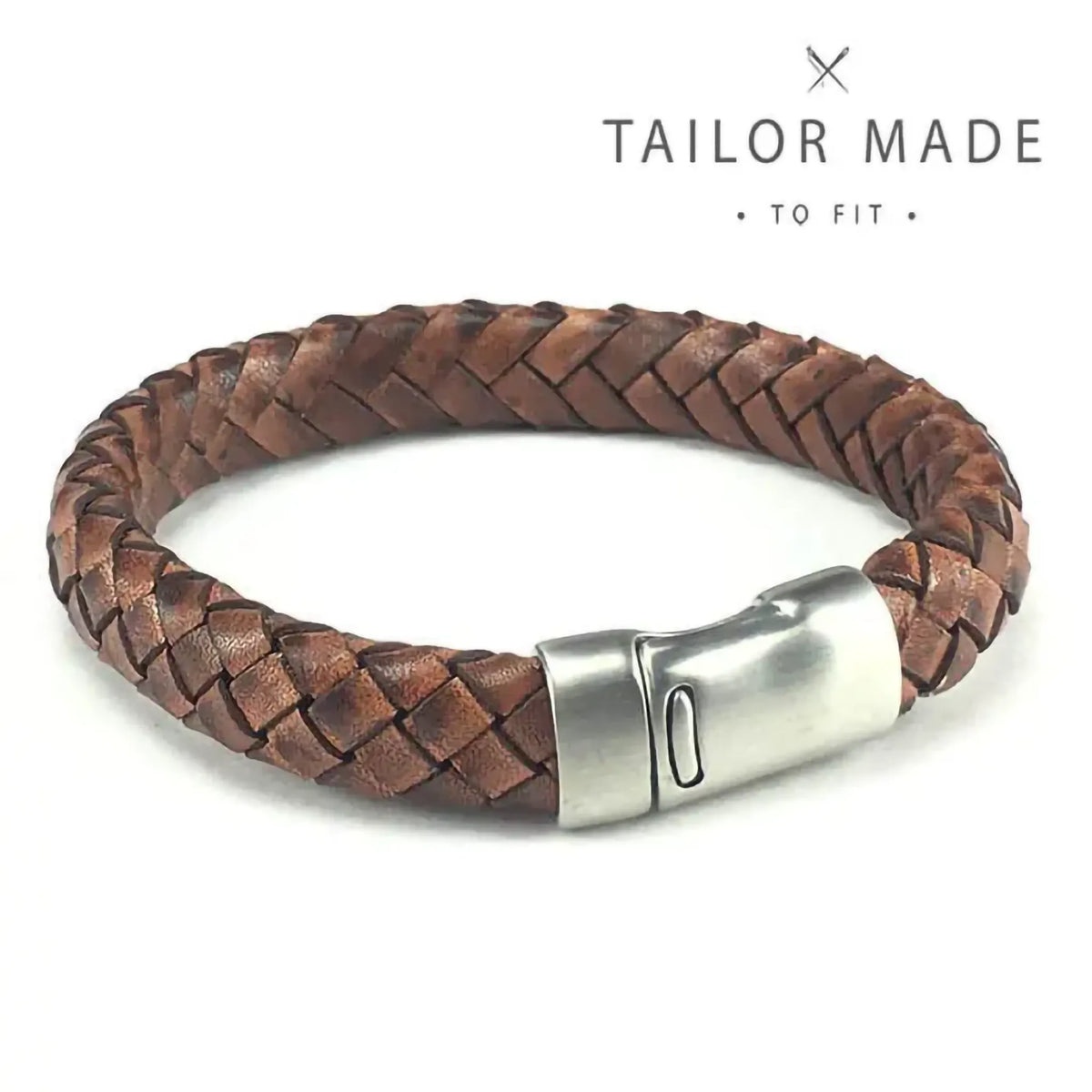Badboyz Gevlochten Armband Bruin 12mm breed